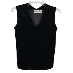 Chico's Design Womens Velvet Sleeveless V Neck Tank Top  Size 0 XS Black Grunge